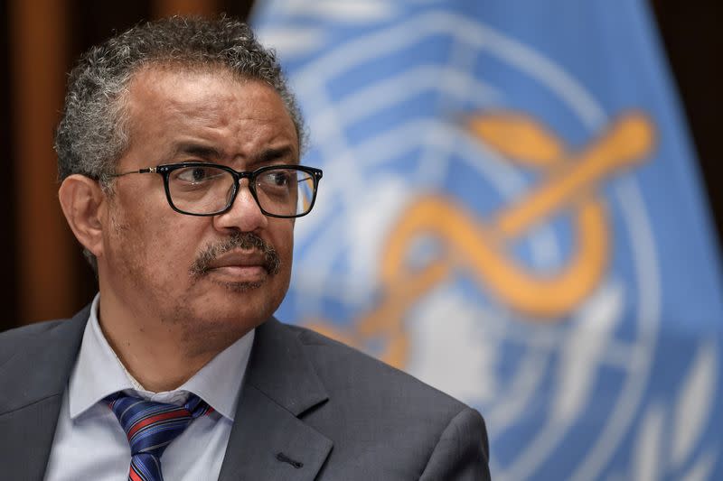 FILE PHOTO: World Health Organization Director-General Tedros Adhanom Ghebreyesus attends a news conference in Geneva