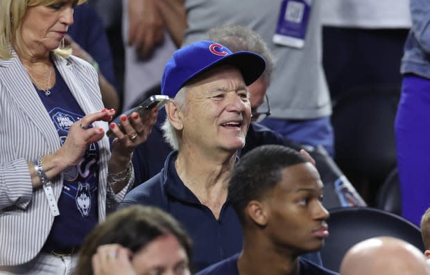 Actor Bill Murray reacts prior to the game between the San Diego State Aztecs and Connecticut Huskies during the NCAA Men's Basketball Tournament National Championship game at NRG Stadium on <a href="https://parade.com/1360954/jessicasager/april-holidays-observances/" rel="nofollow noopener" target="_blank" data-ylk="slk:April;elm:context_link;itc:0;sec:content-canvas" class="link ">April</a> 03, 2023, in Houston, Texas.<p>Gregory Shamus/Getty Images</p>