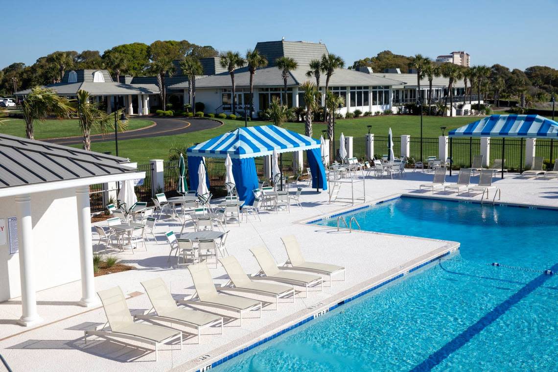 The new ocean front Dunes Beach Club, part of the Dunes Golf and Beach Club, is set to open April 16, 2024. The two-level, 15,000 square foot facility features both open air and enclosed dining, balconies, pools with cabanas, and a play areas for children. The Dunes Club hosts 870 members, their families and guests. April 12, 2024. JASON LEE/JASON LEE