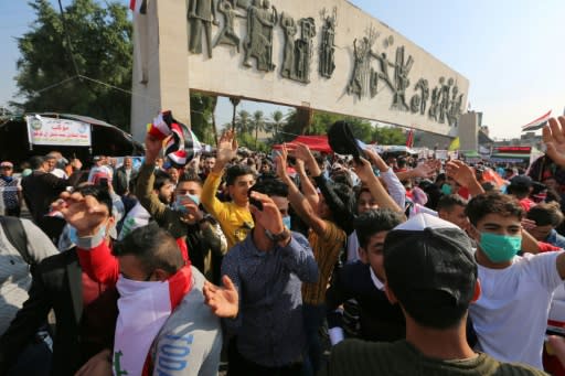 Iraqi demonstrators again gathered in the capital Baghdad's Tahrir square during ongoing anti-government demonstrations