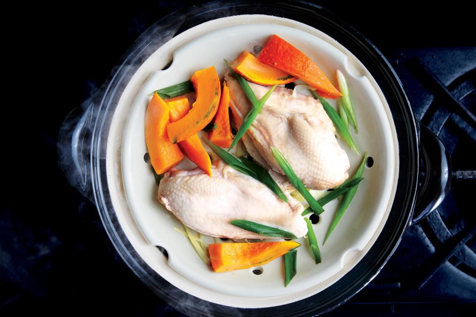 Sake-Steamed Chicken and Kabocha Squash