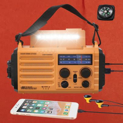 An emergency hank-crank weather radio