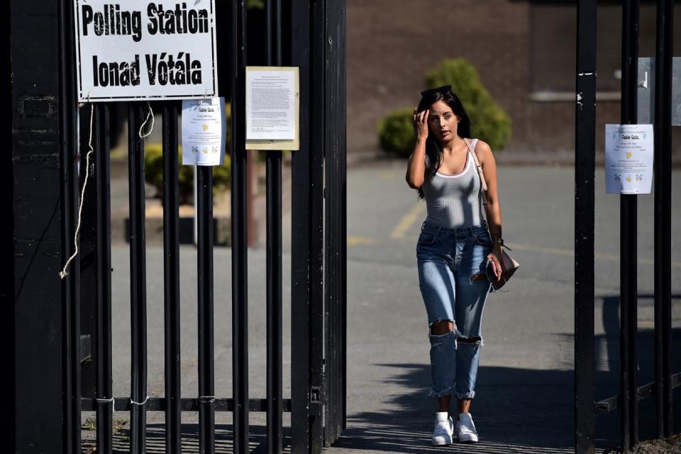 A voter leaves a polling station in Dublin (Getty Images)