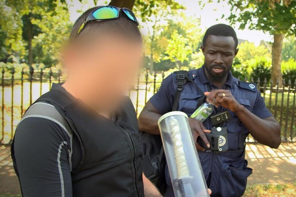 Officers with a knife confiscated while on patrol