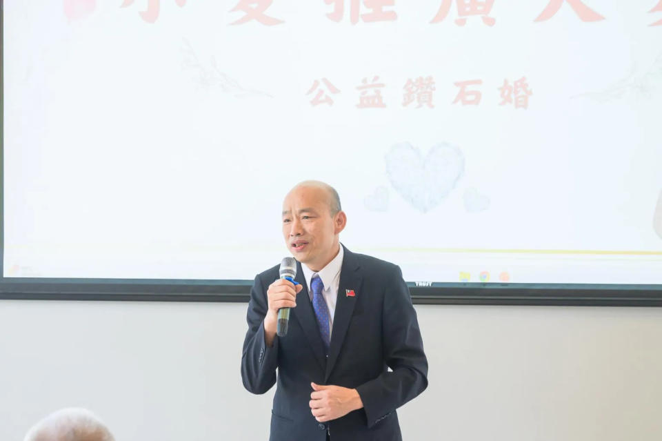 <strong>立法院長韓國瑜今日出席前監察院長王建煊伉儷60週年鑽石婚公益活動。（圖／中天新聞）</strong>