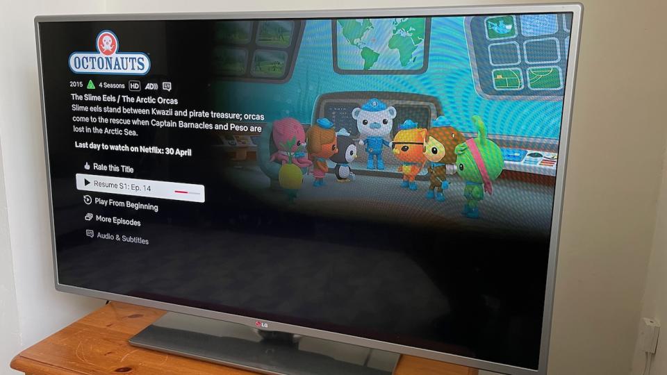 An episode of Octonauts selected in the Netflix menu