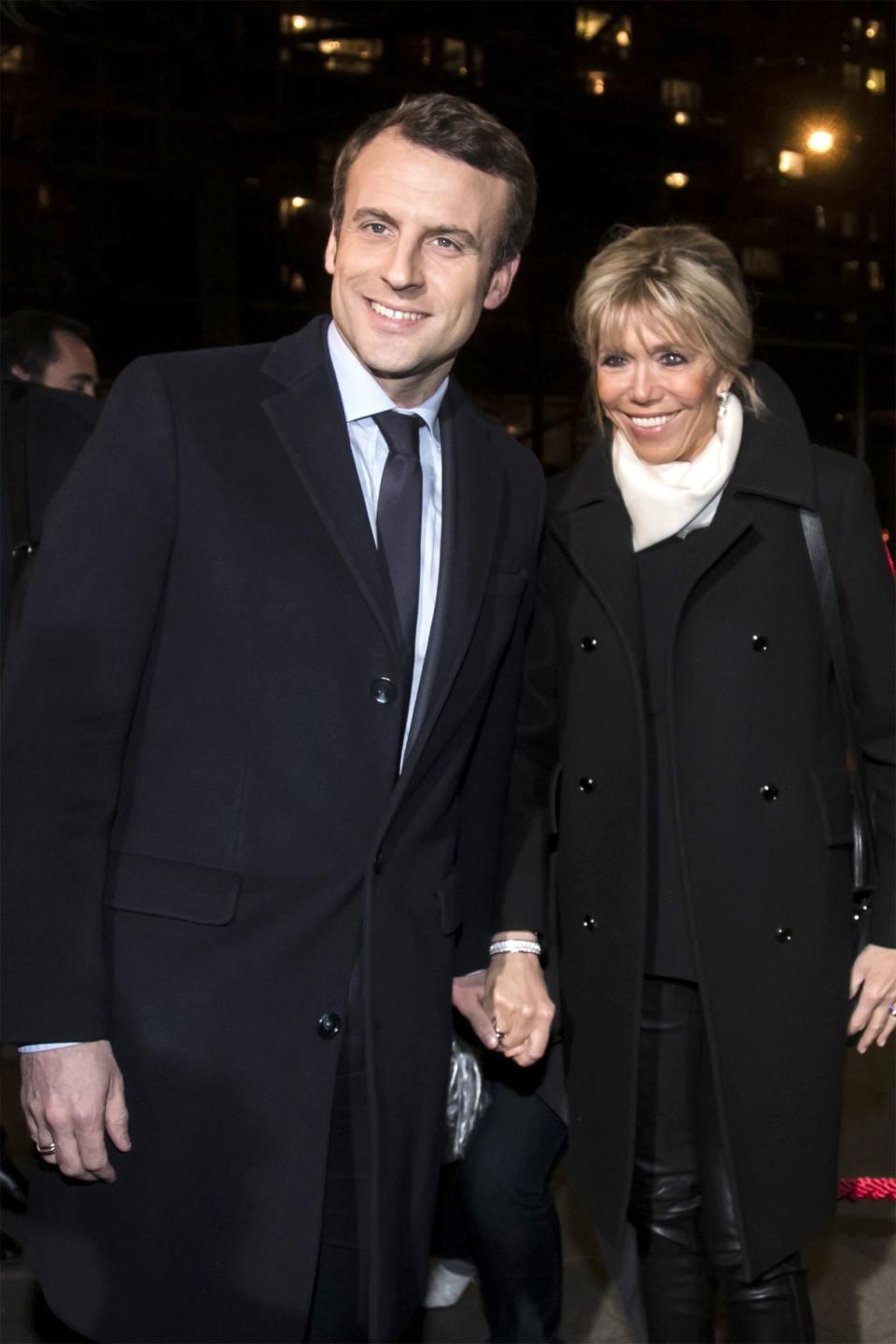 <p>In a black jacket with a white scarf and leather pants while attending the traditional dinner of the Crif with her husband in Paris, France.</p>