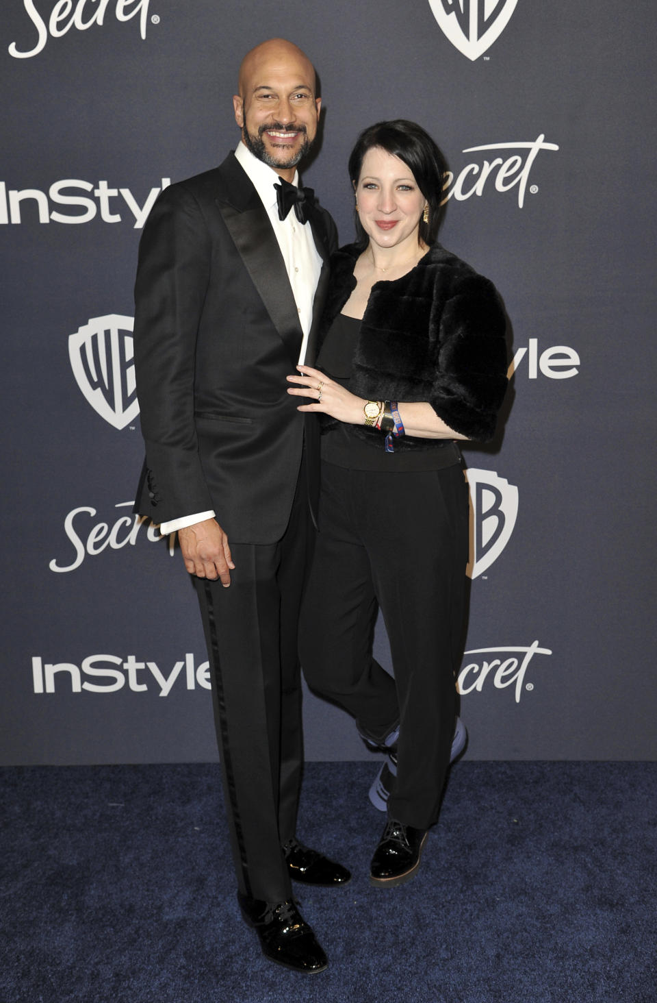 Keegan-Michael Key, left, and Elisa Key arrive at the InStyle and Warner Bros. Golden Globes afterparty at the Beverly Hilton Hotel on Sunday, Jan. 5, 2020, in Beverly Hills, Calif. (Richard Shotwell/Invision/AP)