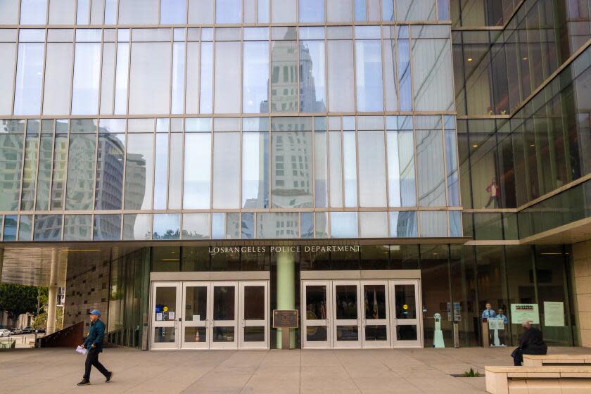 LOS ANGELES, CA - APRIL 12: Los Angeles Police Department Headquarters in Los Angeles. LAPD Headquarter on Wednesday, April 12, 2023 in Los Angeles, CA. (Irfan Khan / Los Angeles Times)