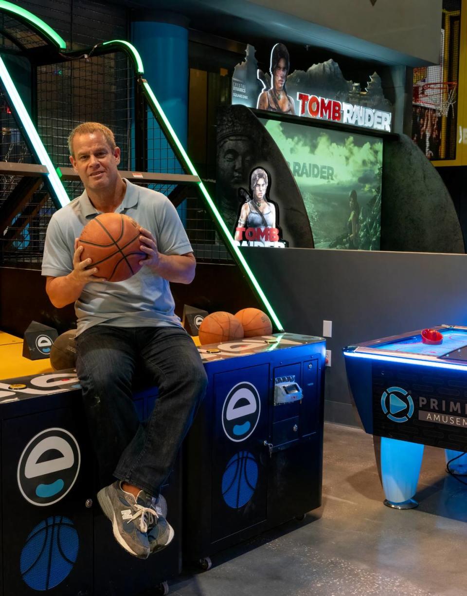 David Goldfarb, owner of Elev8 Fun that is coming to Miami International Mall in Doral and XTreme Action Park in Fort Lauderdale, shows some of the games you will be able to play inside his latest venue.