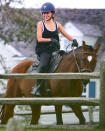 <p>Hilaria Baldwin spends the day horseback riding in East Hampton, New York on Oct. 7.</p>