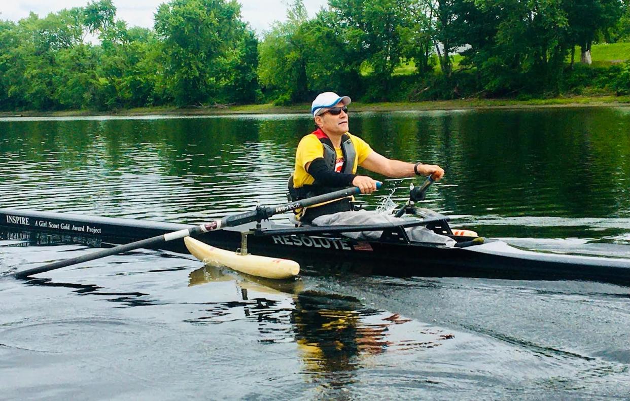Ron Gold participating in adaptive rowing