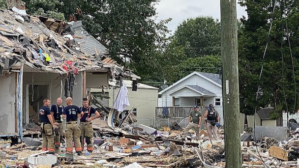 PHOTO: The damage to the area where homes were damaged after a house explosion with multiple agencies on the scene on Aug. 10, 2022 in Evansville, Ind. (Evansville Mayor Lloyd Winnecke via ZUMA Press Wire Service)