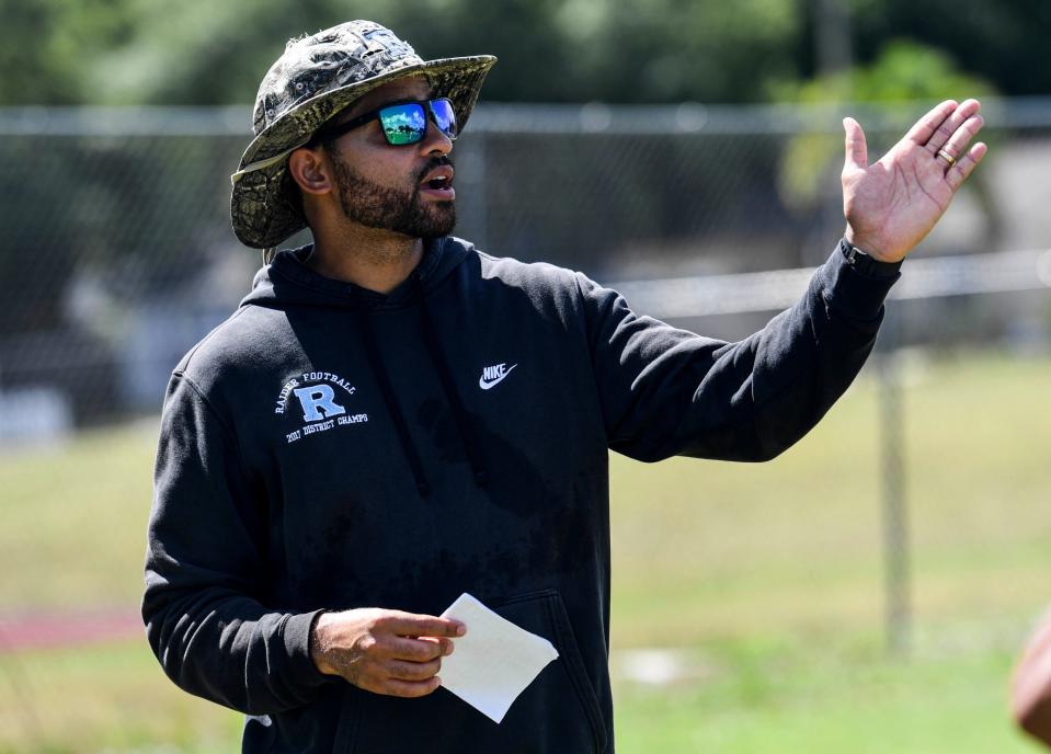 Rockledge football head coach Wayne Younger directs his players on the first official day of fall practice Monday, August 1, 2022. Craig Bailey/FLORIDA TODAY via USA TODAY NETWORK