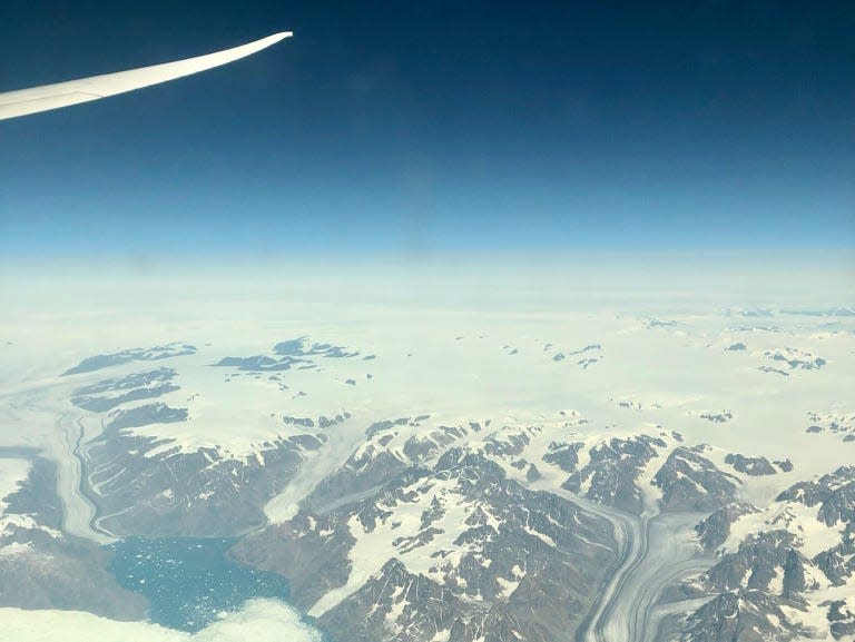 KLM flight over Greenland in July 2019.