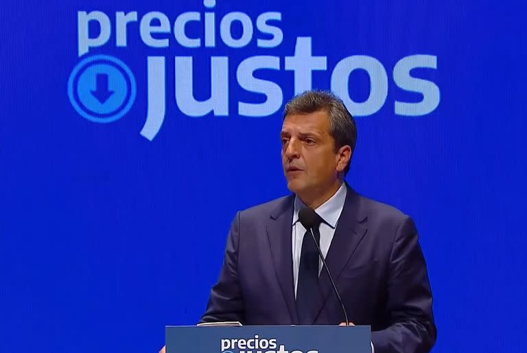 Sergio Massa durante el lanzamiento de "Precios Justos"