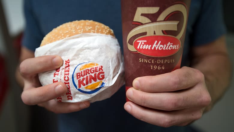 <p><b>1. Burger King and Tim Hortons deal</b></p> <p><span>Speaking of savings, Burger King is looking to save a whopping (sorry, we couldn’t resist) $1.2 billion in U.S. taxes over the next three years by merging with <a href="https://ca.finance.yahoo.com/q?s=THI.TO&ql=0" data-ylk="slk:Tim Hortons;elm:context_link;itc:0;sec:content-canvas" class="link ">Tim Hortons</a> and headquartering the new fast food conglomerate – Restaurant Brands International – in Canada. While the deal was announced in the summer, it needed approval from a few regulatory bodies, including the federal government, before it could be inked. <a href="https://ca.finance.yahoo.com/news/industry-minister-approves-burger-king-deal-takeover-tim-210635623.html" data-ylk="slk:Ottawa gave the go ahead;elm:context_link;itc:0;sec:content-canvas;outcm:mb_qualified_link;_E:mb_qualified_link;ct:story;" class="link  yahoo-link">Ottawa gave the go ahead</a> to the upwards of $12 billion deal, provided the new entity continue Tim’s charity work, operate the Canadian icon as a separate brand and pledge not to cut any jobs at existing Canadian franchises, among other asks. </span>(Photo courtesy of the CBC). </p>