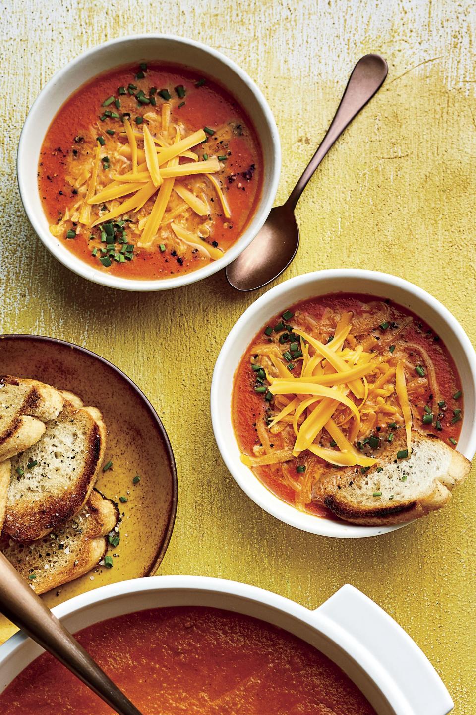 Roasted Tomato Soup with Cheddar Cheese