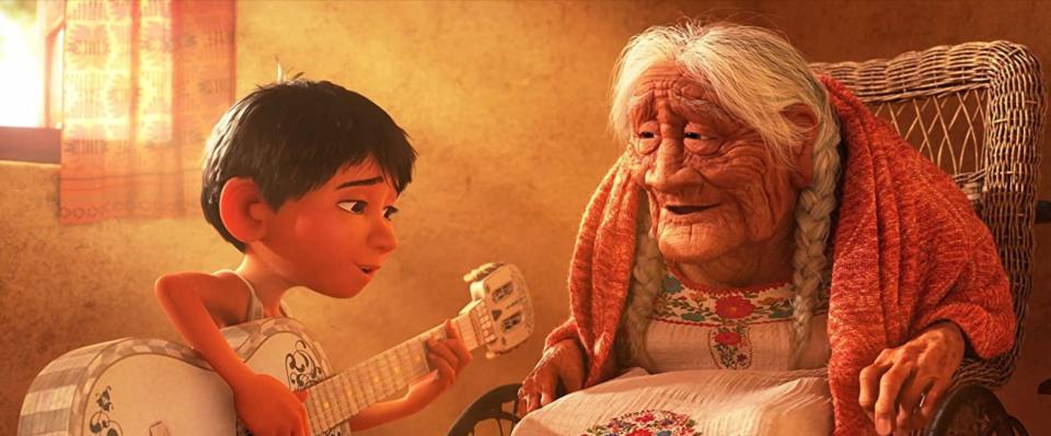 <div><p>"This one might be an odd choice to be on here. It's a colorful and beautiful movie. I am Latina, so it was nice to see the representation — but Grandma Coco? Oof. It reminded me too much of my own late grandmother and I cried so hard."</p><p>—<a href="https://www.buzzfeed.com/preistessofsass" rel="nofollow noopener" target="_blank" data-ylk="slk:preistessofsass;elm:context_link;itc:0;sec:content-canvas" class="link ">preistessofsass</a></p></div><span> © Walt Disney Studios Motion Pictures /Courtesy Everett Collection</span>