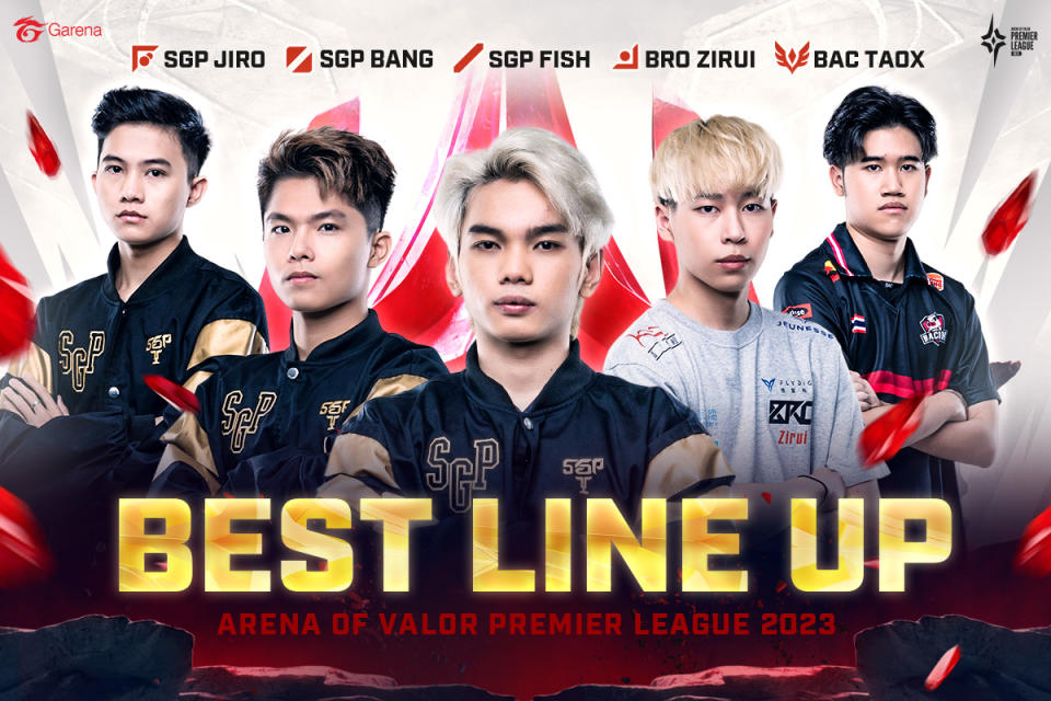 APL 2023 最佳陣容由來自 SGP、BAC以及BRO的優秀選手組成 圖：Garena/提供