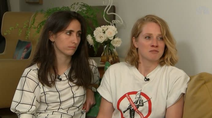 Melania Geymonat, left, has recalled the suspects saying homophobic remarks to her and her date, right, during the attack. (Photo: Channel 4 News)