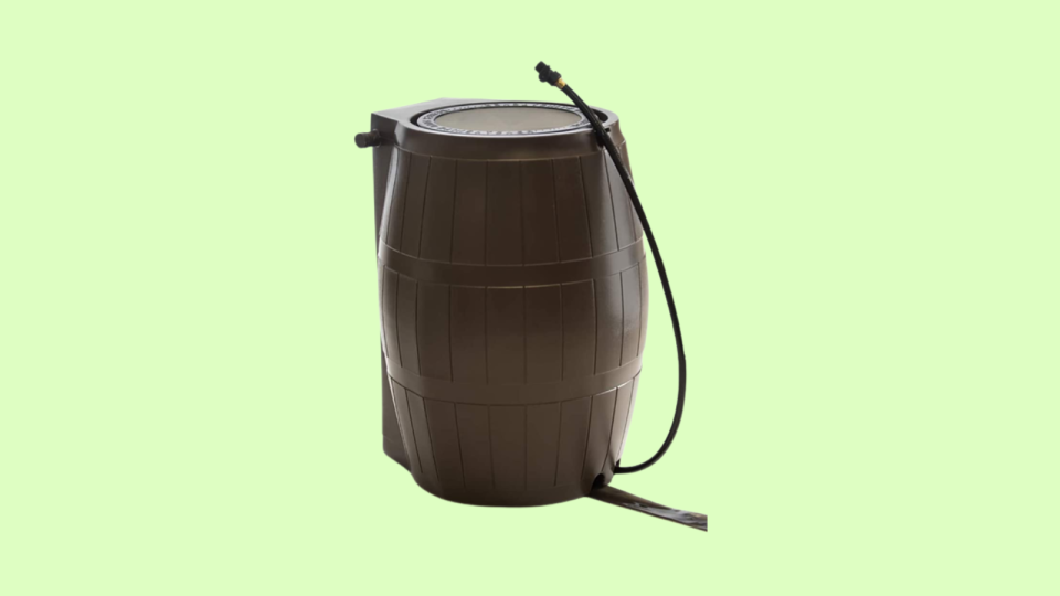 Reduce runoff with a rain barrel.