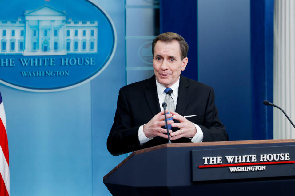 John Kirby speaks during the daily press briefing at the White House on Feb. 15, 2024. / Credit: Anna Moneymaker/Getty Images