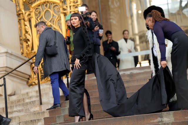 <p>Jacopo Raule/Getty</p> Zendaya at the Schiaparelli Haute Couture Show in Paris