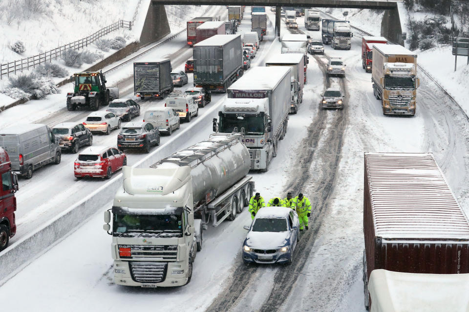 <p>The poor conditions are expected to last until Sunday evening as Storm Deirdre hits the UK. </p>