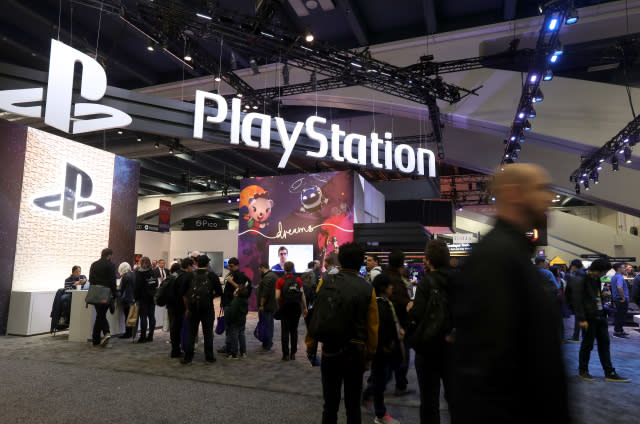 SAN FRANCISCO, CALIFORNIA - MARCH 20: Attendees walk by the Sony PlayStation booth at the 2019 GDC Game Developers Conference on March 20, 2019 in San Francisco, California. The GDC runs through March 22. (Photo by Justin Sullivan/Getty Images)