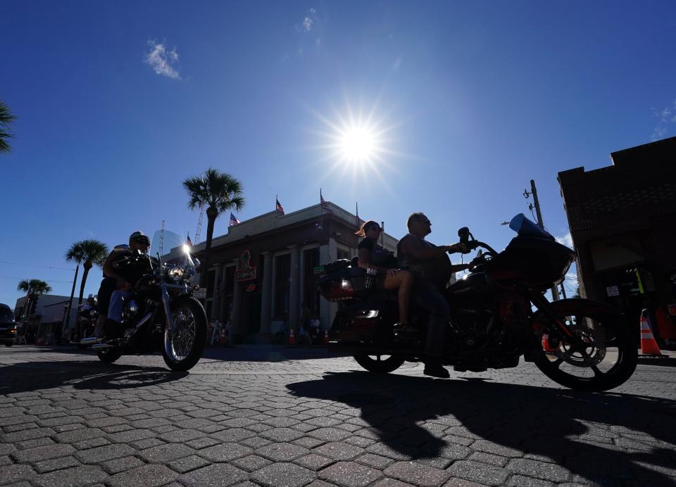 Beautiful blue skies and sunshine greeted motorcycle fans as Biketoberfest kicked off on Main Street in Daytona Beach. The weekend forecast calls for near-perfect riding weather.