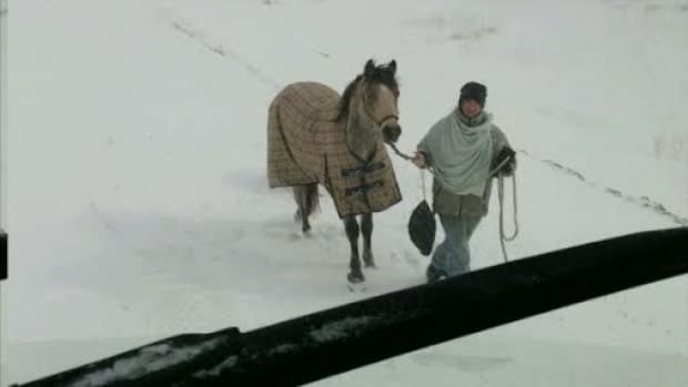 Eileen Eagle Bears, 18, rode her horse through a snowstorm to help a truck driver who was stranded overnight. Photo from CBC