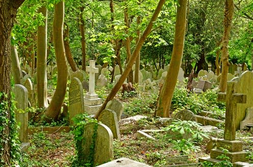 <span class="caption">Highgate Cemetery.</span> <span class="attribution"><a class="link " href="https://www.shutterstock.com/image-photo/london-england-may-6-2019-highgate-1450532795" rel="nofollow noopener" target="_blank" data-ylk="slk:Pack-Shot/Shutterstock;elm:context_link;itc:0;sec:content-canvas">Pack-Shot/Shutterstock</a></span>