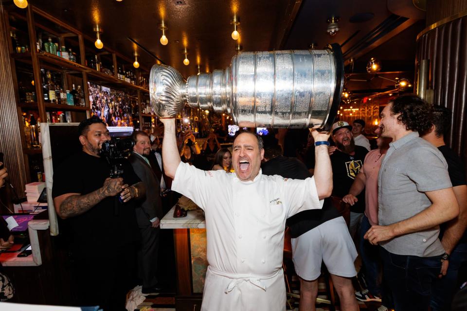 Las Vegas Golden Knights Bring All Three Championship Trophies To Party At Circa