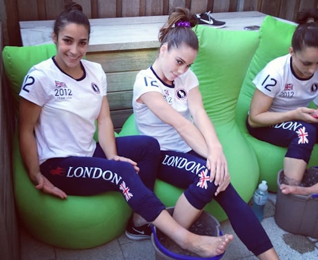 The U.S. women's gymnastics team engages in some seductive foot and ankle chilling — Instagram