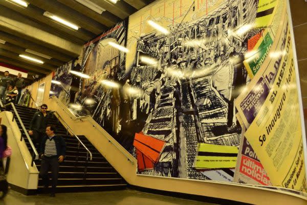 Mural de la estación Escuela Militar inaugurado en mayo de 2013 Foto: FB/ Metro de Santiago