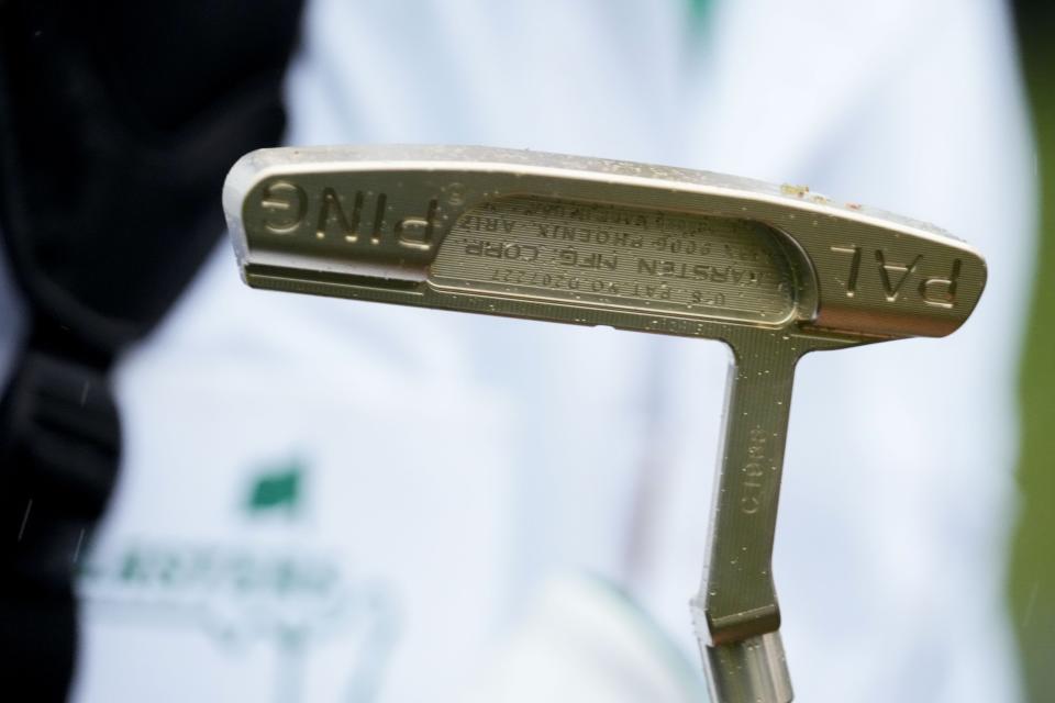 The commemorative PING putter used by Sandy Lyle for his final putt of the Masters. Lyle will retire from tournament play after this week.