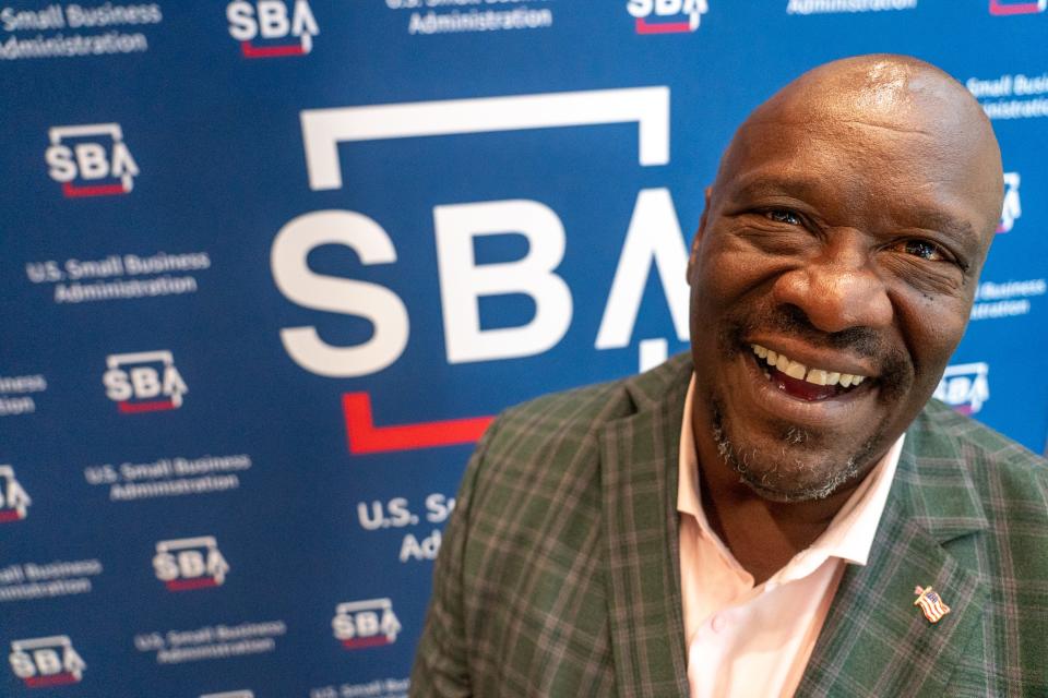 Jonathan Woody Woodruff, president and CEO of ORSA Technologies and recipient of the SBA Person of The Year Award, poses for a portrait at AZBizCon23 at the National Bank of Arizona Conference Center in Phoenix on May 4, 2023.