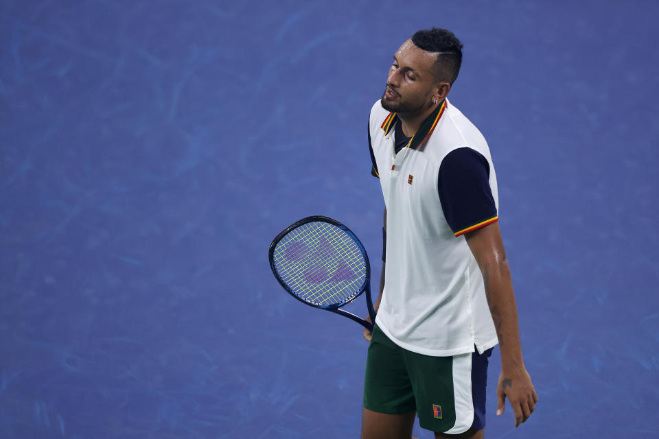 Kyrgios se lamenta en su duelo ante Bautista. (Foto: Matthew Stockman / Getty Images).