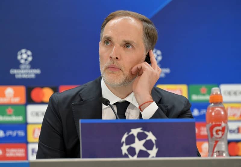 FC Bayern Munich's Coach Thomas Tuchel takes part in the final press conference at the Bernabeu Stadium. FC Bayern will face Real Madrid in the Champions League semi-final at the Bernabeu Stadium in Madrid on 08.05.2024. Peter Kneffel/dpa