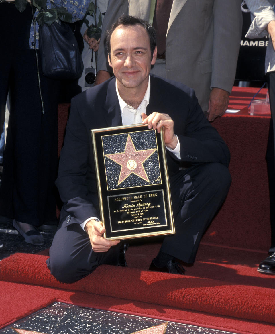Kevin Spacey receives his star on the Hollywood Walk of Fame in 1999. (Photo: Getty Images