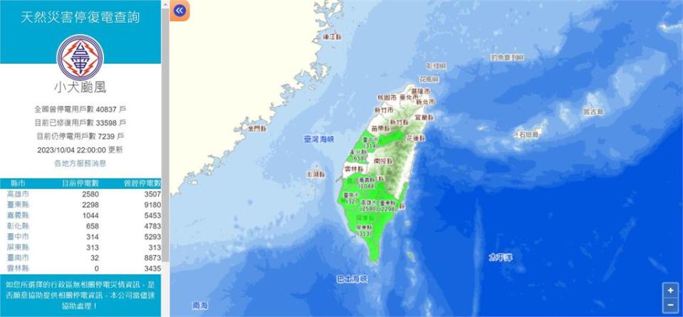 快新聞／小犬颱風進逼全台累計2.6萬戶停電　「這縣市」尚未復電戶數最多