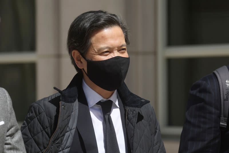 FILE PHOTO: Ex-Goldman Sachs banker Roger Ng exits the United States Courthouse after being found guilty in Brooklyn, New York