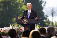 US president Joe Biden addresses the media during his closing press conference at the end of the US - Russia summit in Geneva, Switzerland, Wednesday, June 16, 2021. (Peter Klaunzer/Keystone via AP, Pool)