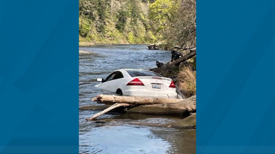 A car went over a cliff and into the Big White Salmon River in Skamania County, WA (SCSO)