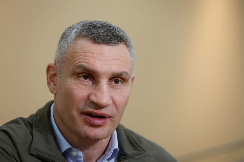 Kyiv Mayor Klitschko attends an interview with Reuters in Kyiv