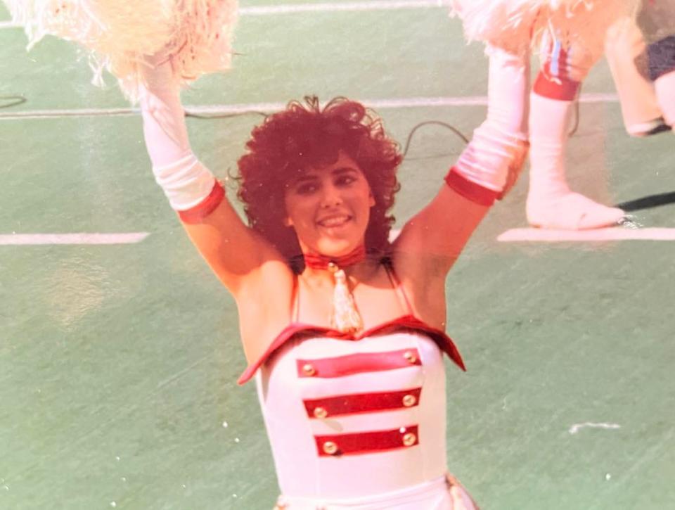 Cheryl Tomasulo-Marino, the sister of John Tomasulo, of Hudson, is shown as a New Jersey Generals cheerleader in the USFL in the 1980s. John Tomasulo, a former season ticket holder of the Generals, will be in Canton for Saturday's inaugural playoffs for the 2022 version of the USFL.