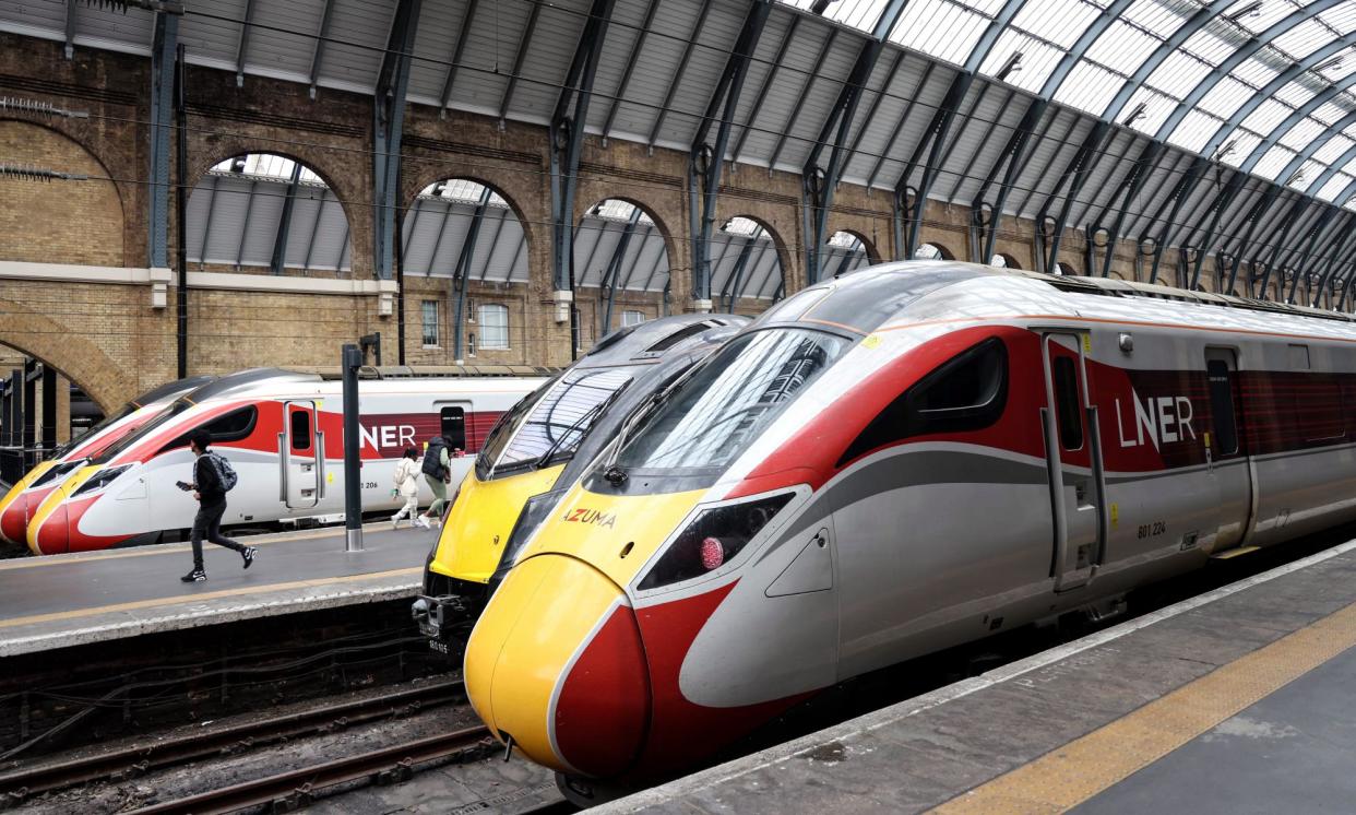 <span>LNER expects to run just over a quarter of its normal schedule on the east coast mainline on Saturday.</span><span>Photograph: Neil Hall/EPA</span>