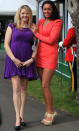 <b>Standing out from the crowd</b><br><br> Liverpool Day was all about summer-ready pins, with this pair showing off theirs in short, bold dresses.