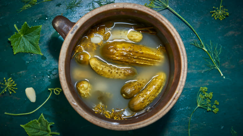 Pickles in brine with horseradish and garlic